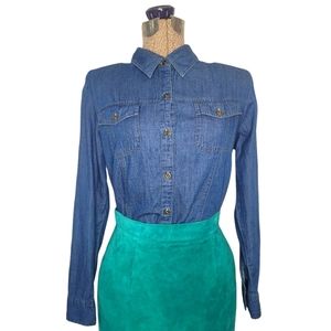 Lee Riders button down denim shirt size Medium